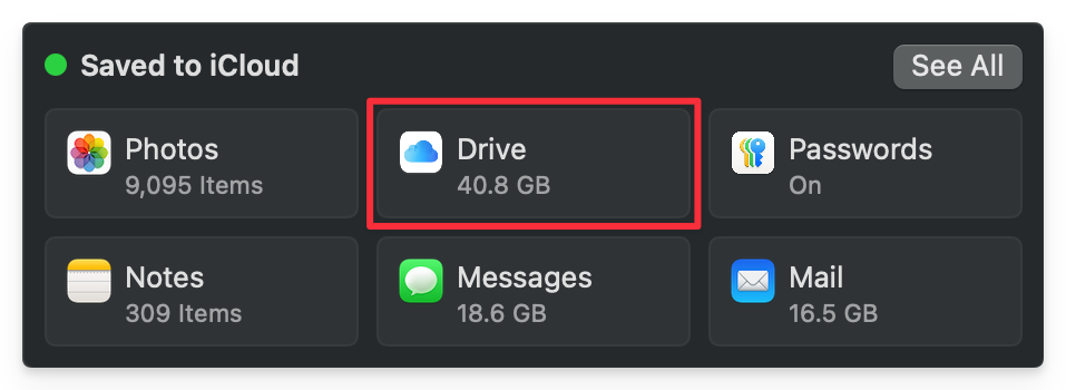 iCloud Drive Highlighted